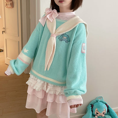 Teal-Green-Hatsune-Miku-Sweater-With-Sailor-Collar-For-Girls