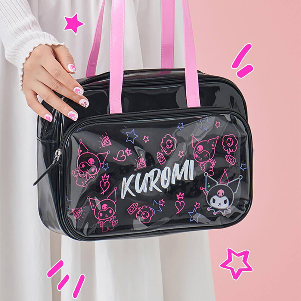 Y2K-Style-Kuromi-Graffiti-Illustration-Ita-Handbag-In-Black-Pink-Color