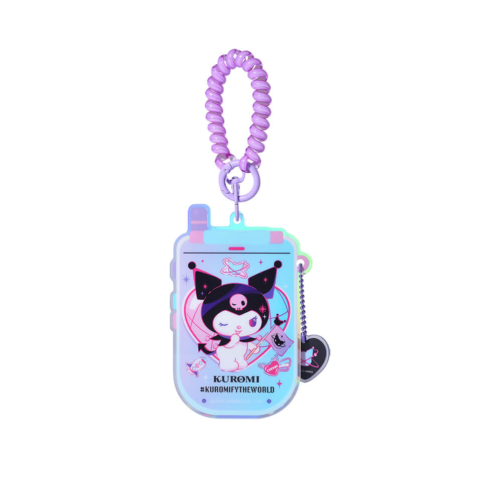 Y2K-Style-Kuromi-Phone-Shaped-Work-ID-Holder-With-Coilded-Lanyard