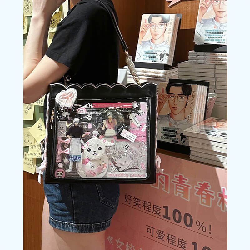 a-girl-wearing-kuromi-black-ita-bag-shopping-in-bookstorea-girl-wearing-kuromi-black-ita-bag-shopping-in-bookstore