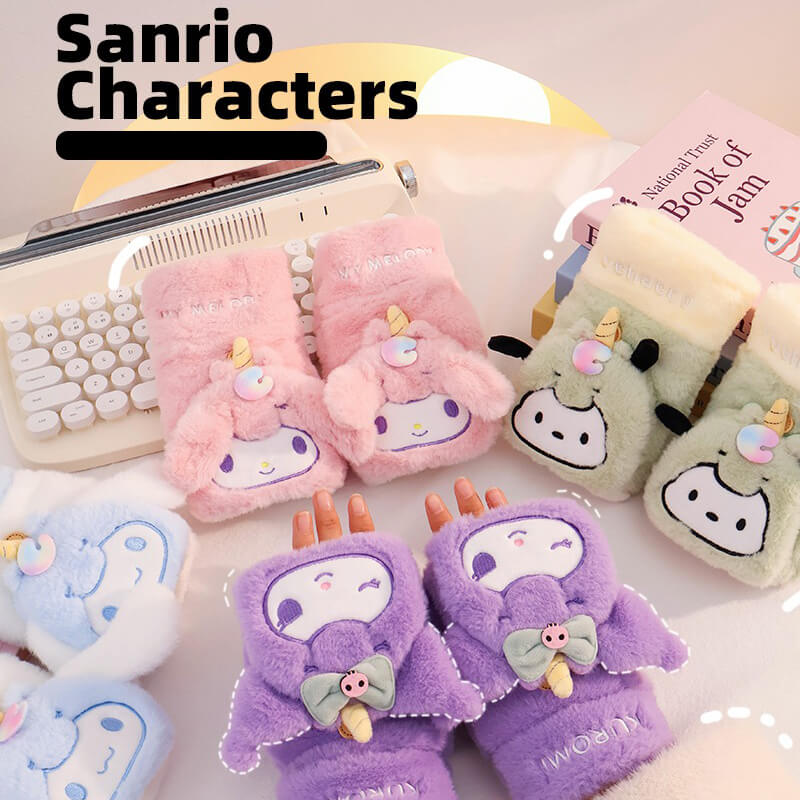 adorable-my-melody-pochacco-cinnamoroll-kuromi-fingerless-gloves-for-sanrio-lovers