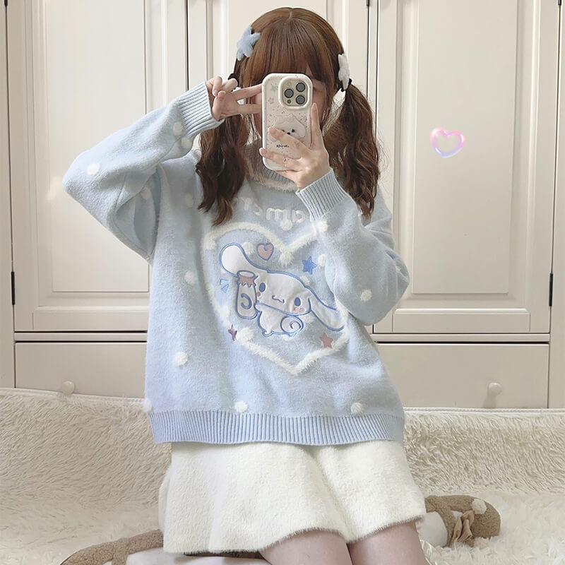 blue-cinnmoroll-pompom-loose-sweater-outfit