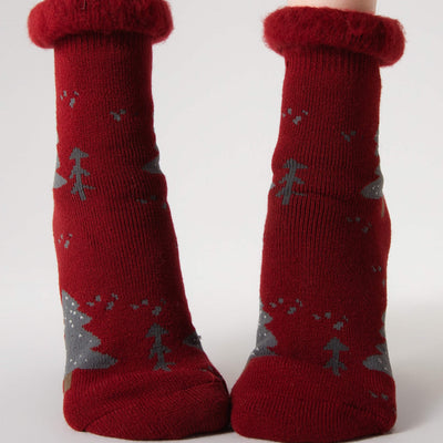 Red Christmas Fluffy Warm Home Sleeping Floor Socks