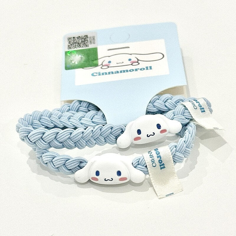 cinnamoroll-sanrio-girls-elastic-metal-hair-tie-with-chic-braided-design-for-casual-looks