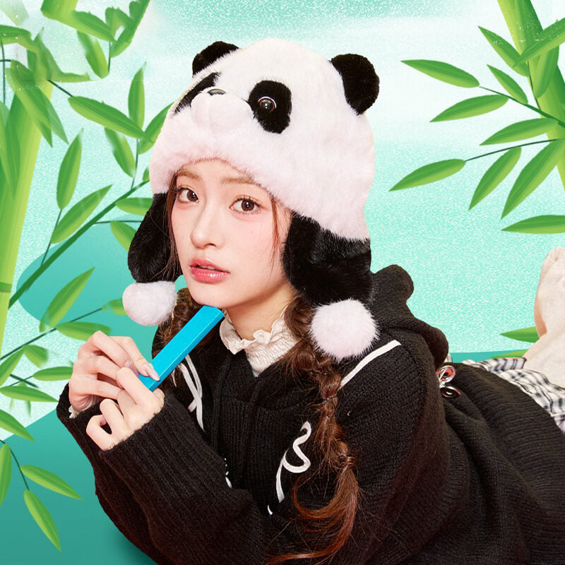 Panda Plush Earflap Hat Y2k Winter Accessories – KawaiiEnvy