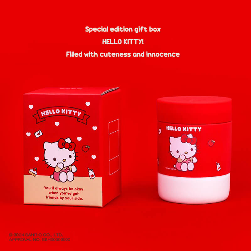 Double-Wall Insulated Hello Kitty Tea Cup with Silicone Sleeve