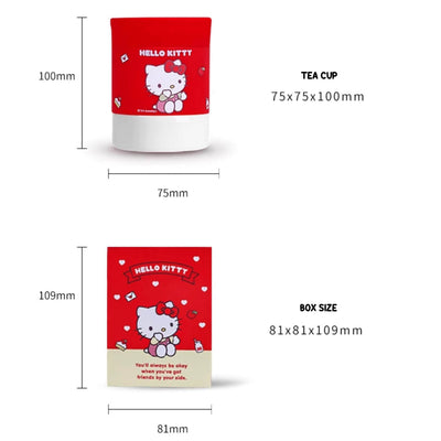 Double-Wall Insulated Hello Kitty Tea Cup with Silicone Sleeve