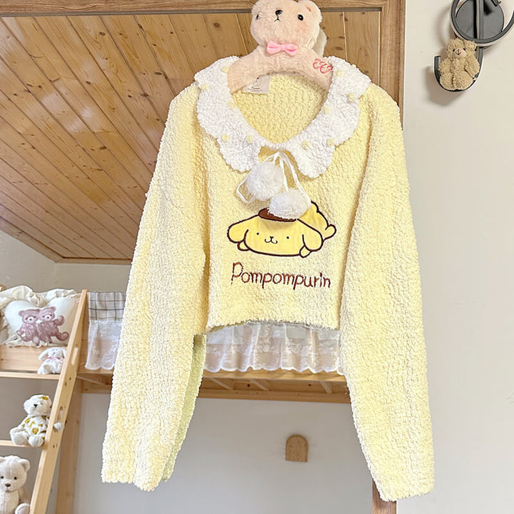 Pompompurin Collar Pom Pom Short Sweater – KawaiiEnvy