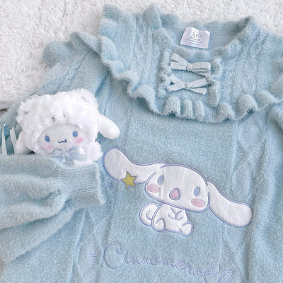 details-display-cinnamoroll-embroidery-frilled-neck-and-bow-details