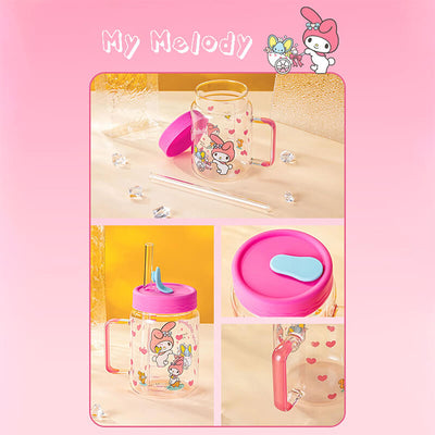 details-of-sweet-my-melody-glass-cup-with-lid-and-straw-800ml