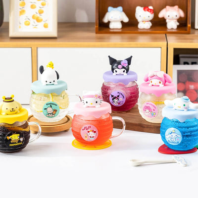 japanses-cute-desk-setup-sanrio-character-honey-jar-design-glass-cups