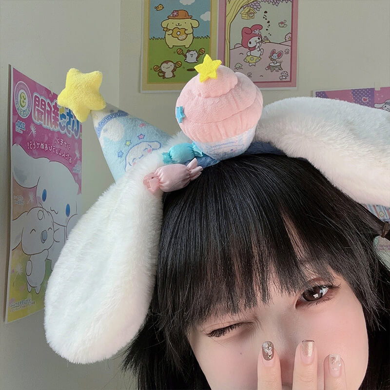 Cinnamoroll Party Hat Hair Clip And Headband KawaiiEnvy cinnamoroll-party-hat-hair-clip-and-headband-kawaiienvy