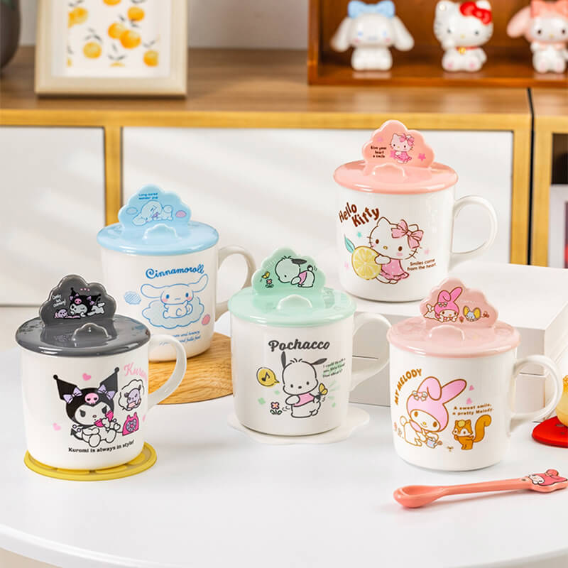 Neue Hallo Kitty Becher mit Deckel Multi-Funktion Handy Halter Tasse Sanrio  Cinnamorroll Cartoon Hohe Schönheit Keramik Wasser tasse