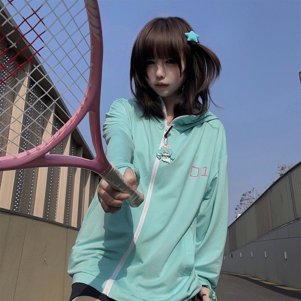 みく Hatsune Miku Graffiti Sun Protection Full Zip Hoodie – KawaiiEnvy