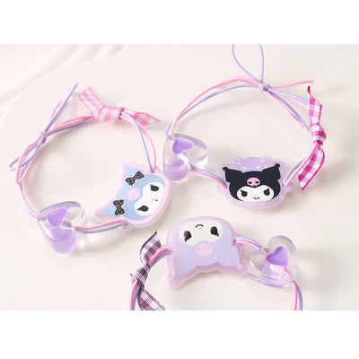 kawaii-girly-kuromi-face-heart-beaded-ribbon-deco-hair-ties