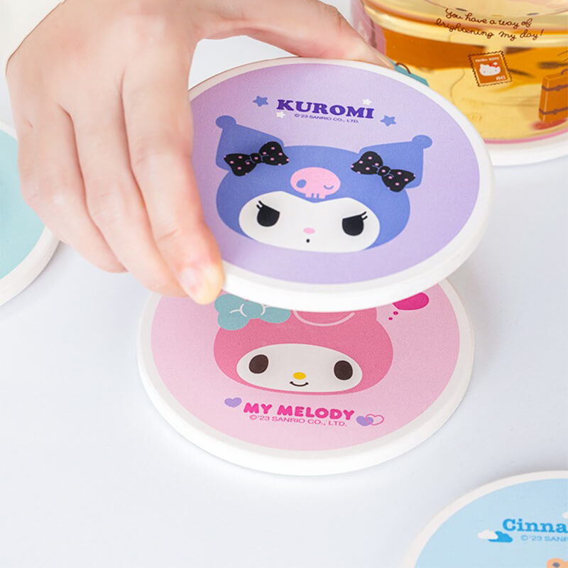 kuromi-and-my-melody-print-round-shaped-absorbent-coasters