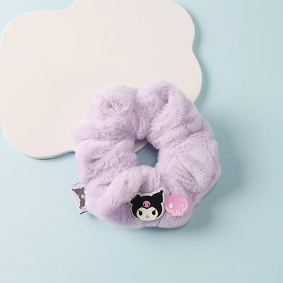 kuromi-skull-decor-purple-fluffy-scrunchie
