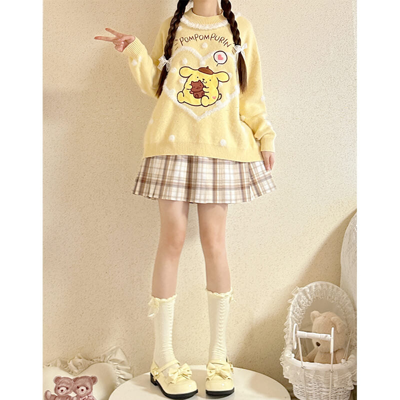 outfit-styled-with-yellow-pompompurin-sweater-and-mini-skirt