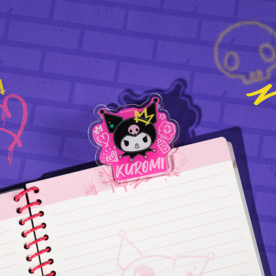 pink-kuromi-graffiti-style-print-acrylic-clip-on-notebook
