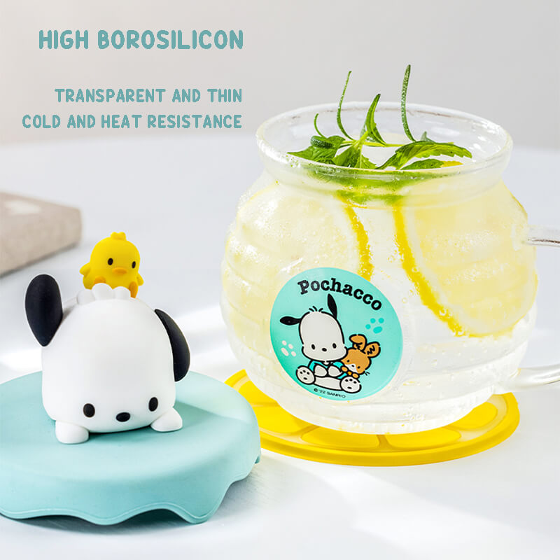 pochacco glass cup with HIGH BOROSILICON TRANSPARENT AND THIN, cold and heat resistance