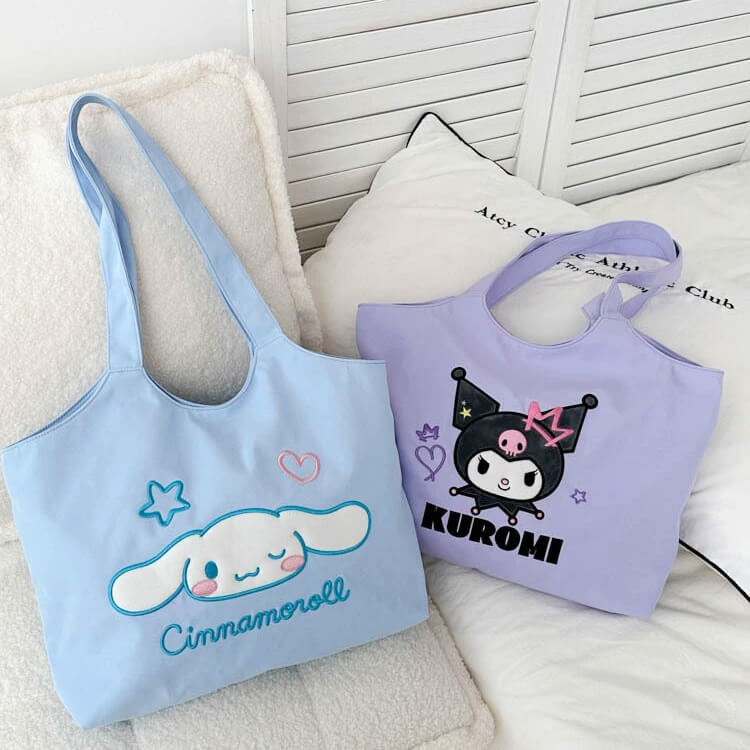 practical-cinnamoroll-and-kuromi-canvas-bags-sanrio-large-tote-for-school-travel-and-daily-commuting-needs