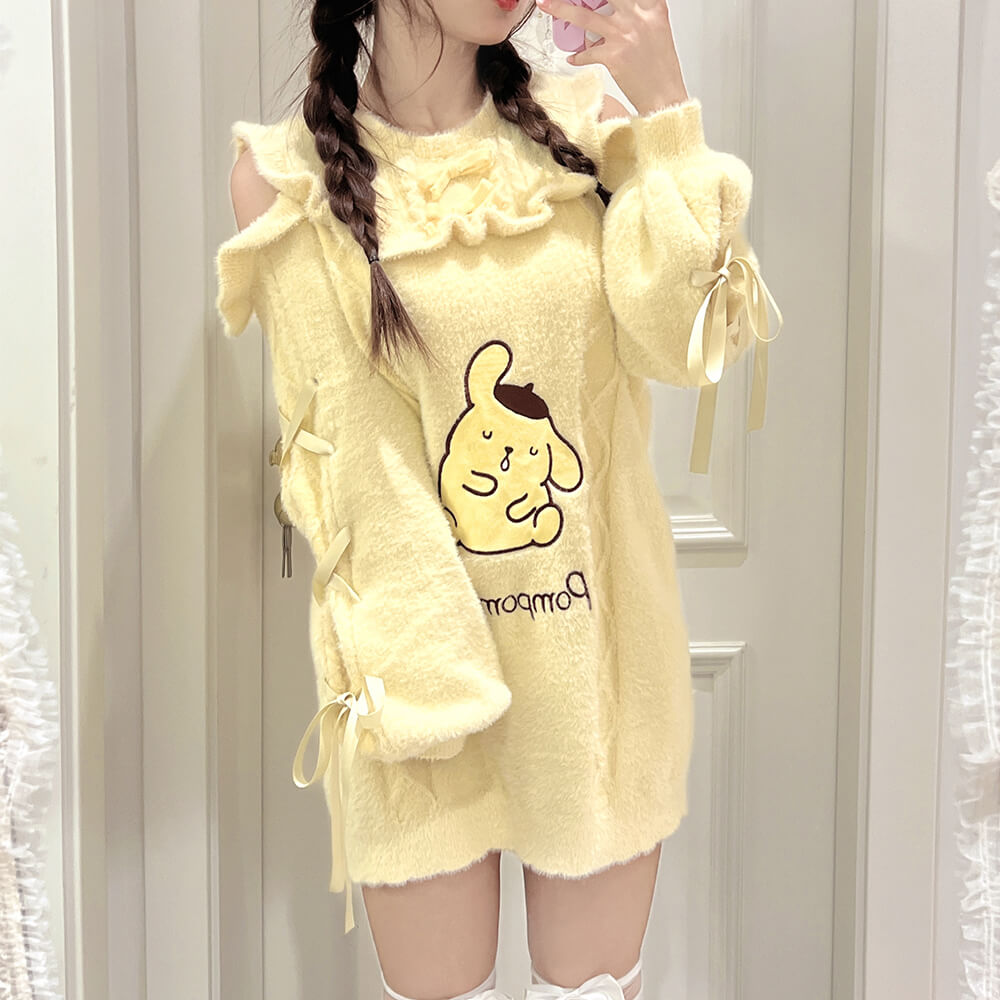 pretty-girl-pompompurin-sweater-dress-ootd