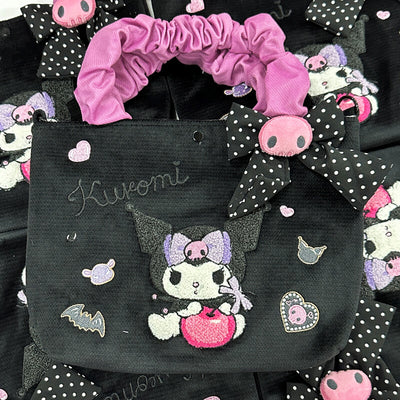 sanrio-authorized-cheeky-kuromi-cherry-towel-embroidery-tote-bag-black