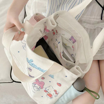 sanrio-canvas-tote-with-large-capacity-and-kawaii-cute-cartoon-print