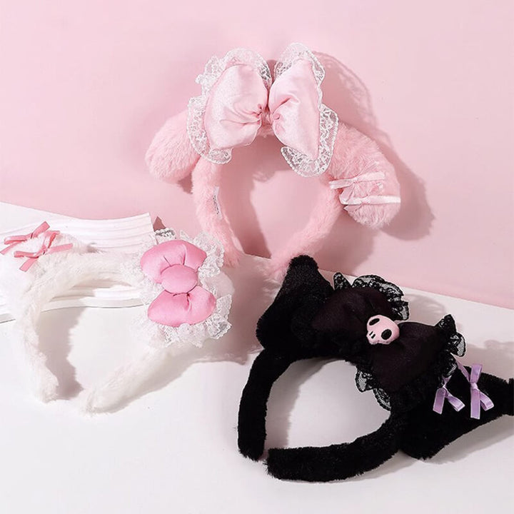 Hello Kitty/My Melody/Kuromi Ears Inspired Lace Plush KC  display picture 3