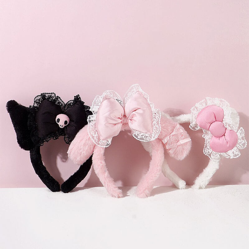 Hello Kitty/My Melody/Kuromi Ears Inspired Lace Plush KC – KawaiiEnvy