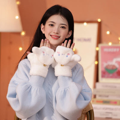 sanrio-cinnamoroll-3d-face-flip-convertible-fluffy-white-mittens-wearing-display