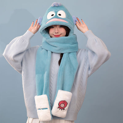 sanrio-hangyodon-friend-3-in-1-fluffy-hat-scarf-mitten