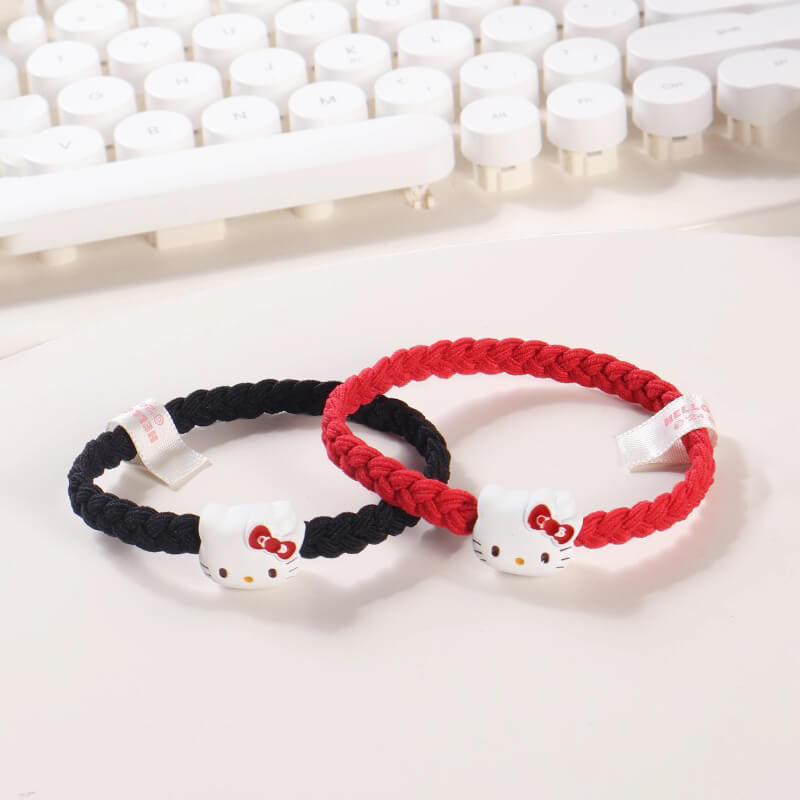 sanrio-hello-kitty-girls-metallic-braid-elastic-hair-tie-perfect-for-casual-and-party