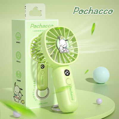 sanrio-license-green-pochacco-mini-portable-summer-fan-with-buckle-ring