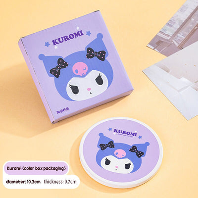 sanrio-license-kuromi-print-round-shaped-absorbent-coasters