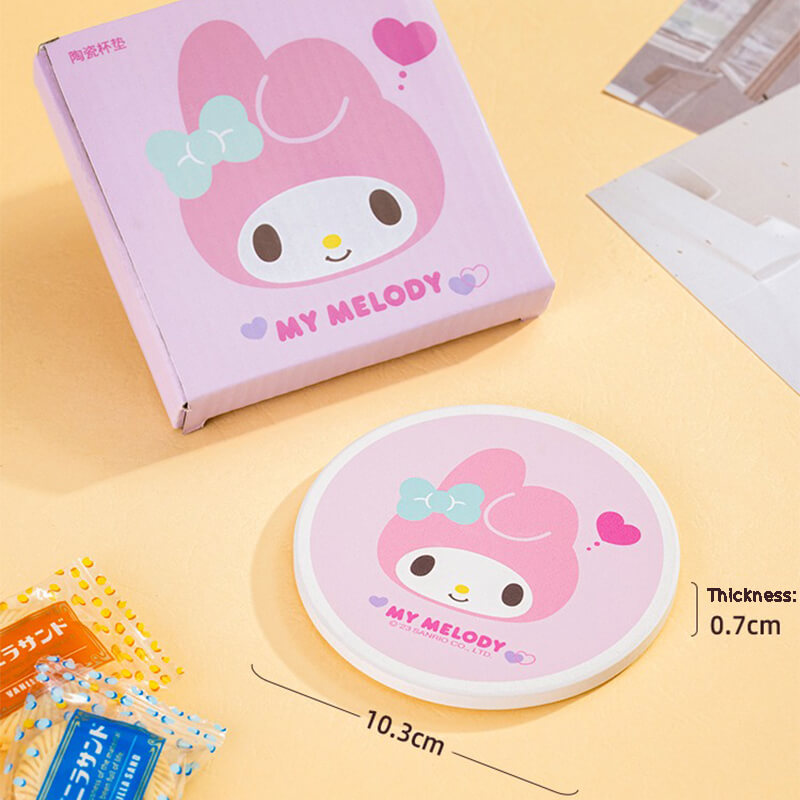 sanrio-license-my-melody-print-round-shaped-absorbent-coasters