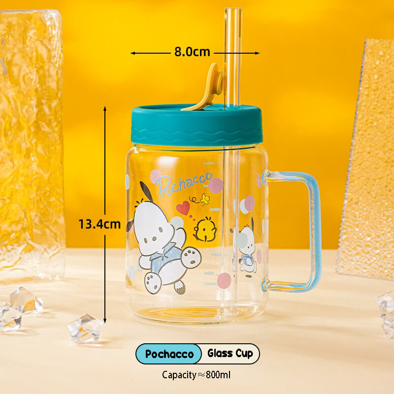 sanrio-license-pochacco-large-capacity-800ml-glass-cup-with-lid-and-straw