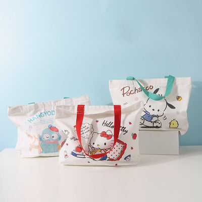 sanrio-licensed-Hangyodon-Hello-Kitty-Pochacco-Print-canvas-bags