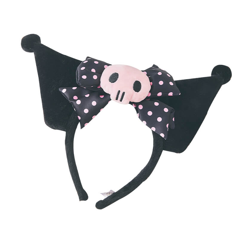 sanrio-licensed-black-kuromi-ears-lolita-kc-with-polka-dot-bowknot