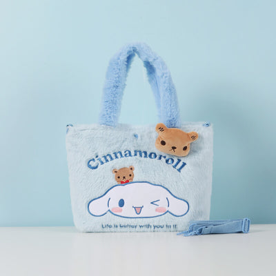 sanrio-licensed-cinnamoroll-and-bear-blue-plush-tote-bag-with-crossbody-strap