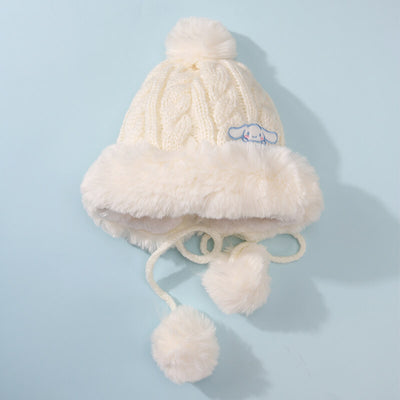 sanrio-licensed-embroidery-cinnamoroll-unisex-white-knitted-hat-with-pom-pom-balls