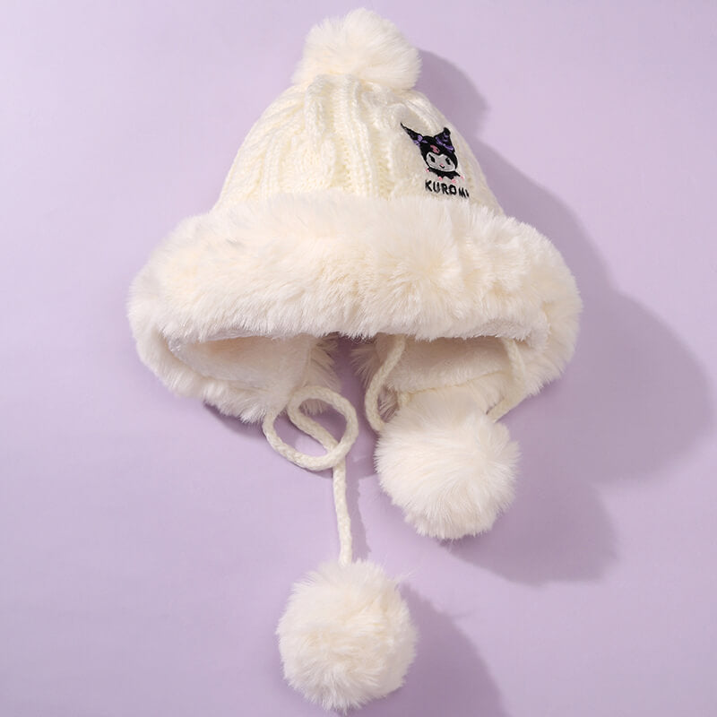 Sanrio Knitted Furry Beanie Hat with Pom Pom – KawaiiEnvy display picture 1