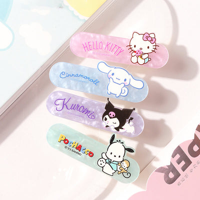 sanrio-licensed-hello-kitty-kuromi-cinnamoroll-pochacco-shell-patterned-duckbill-hair-barrettes