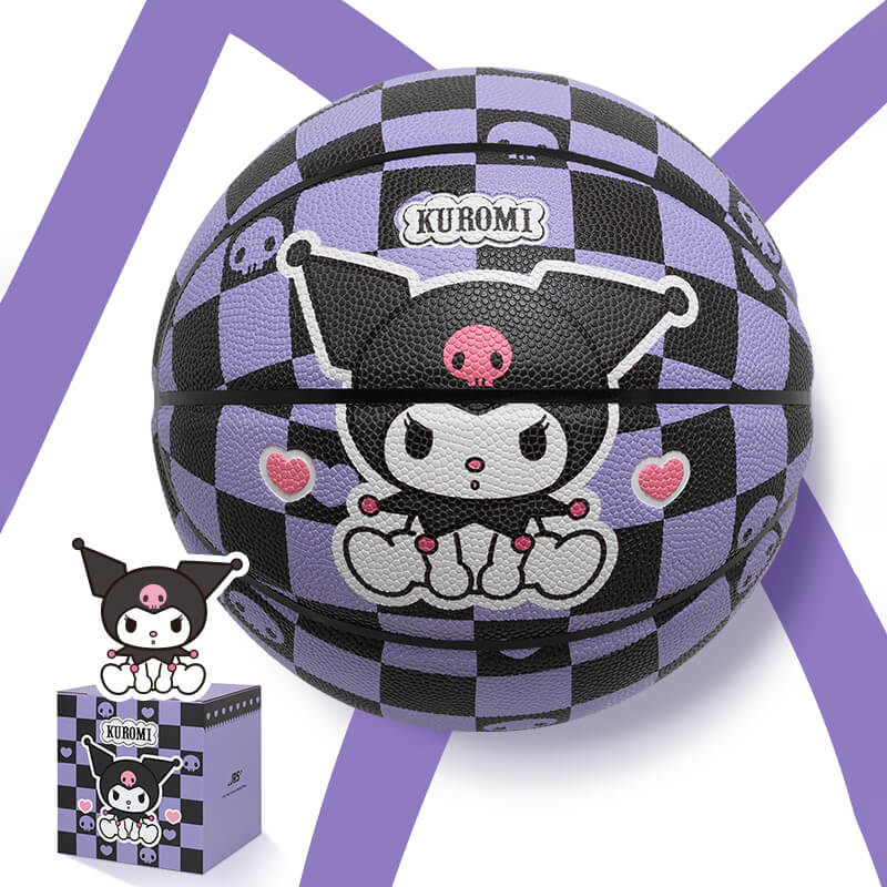 sanrio-licensed-kuromi-illustration-checkered-pattern-basketball-with-cute-gift-box