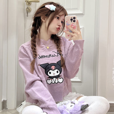 sanrio-licensed-kuromi-jacquard-sweater-purple