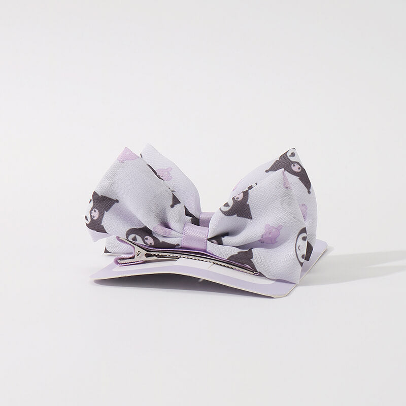 sanrio-licensed-kuromi-purple-2pcs-set-bow-decor-chiffon-alligator-hair-clips