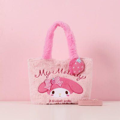 sanrio-licensed-my-melody-and-strawberry-pink-plush-tote-bag-with-crossbody-strap