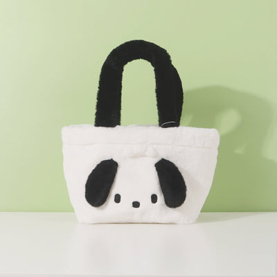 sanrio-licensed-pochacco-3d-face-plush-tote-bag-white-and-black