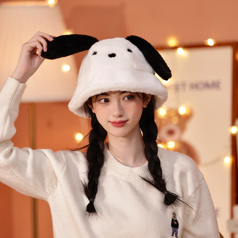 sanrio-licensed-white-and-black-3d-pochacco-face-bucket-hat