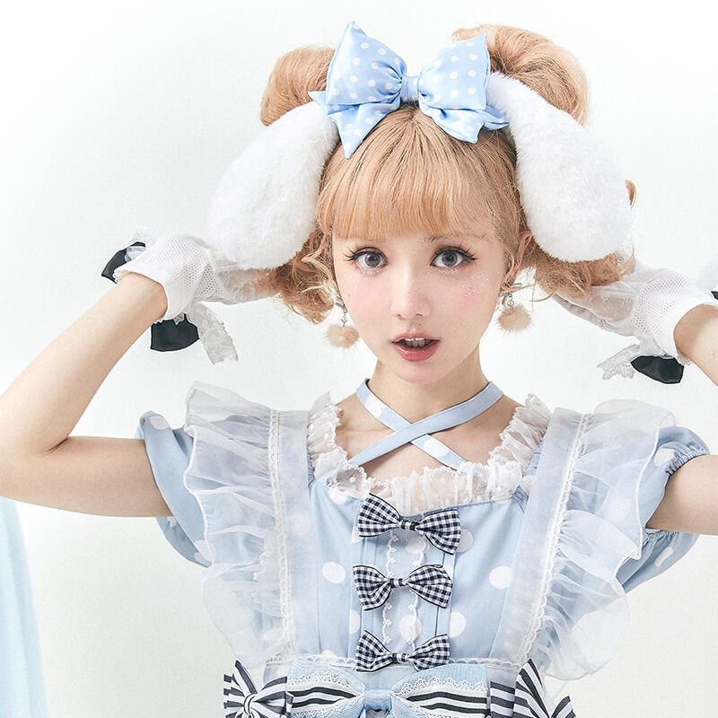 sanrio-licensed-white-cinnamon-ears-lolita-kc-with-blue-polka-dot-bowknot